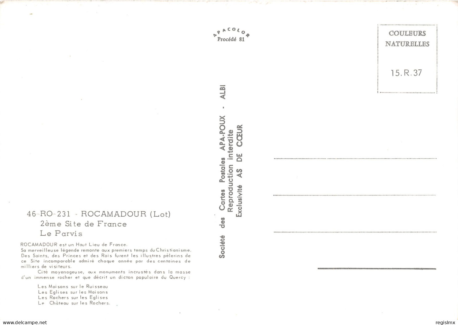 46-ROC AMADOUR-N°1018-B/0097 - Rocamadour