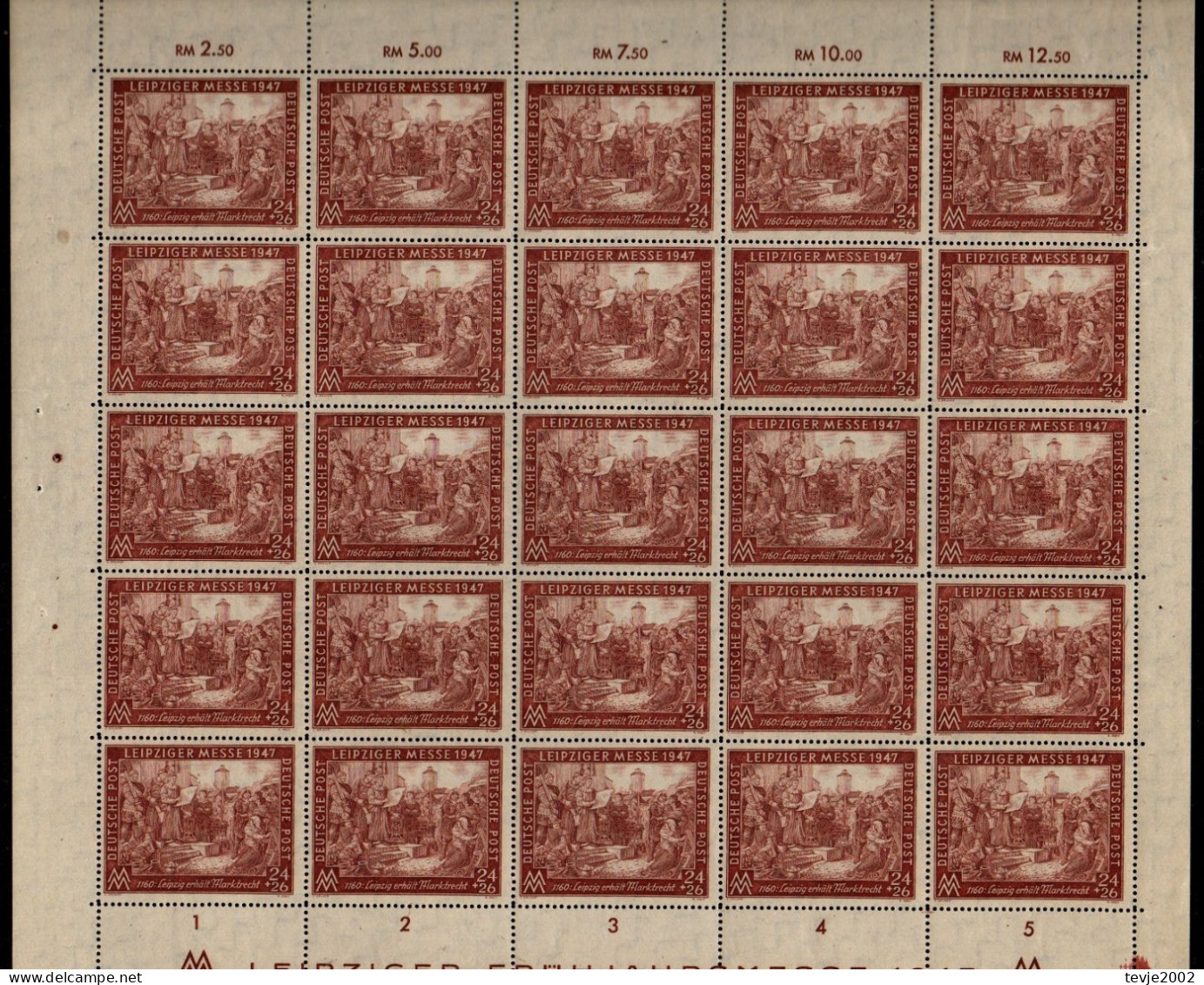 All. Besetzung Gemeinschaftsausgabe 1947 - Mi.Nr. 941 + 942 II - Postfrisch MNH - Komplette Bögen - Nuevos