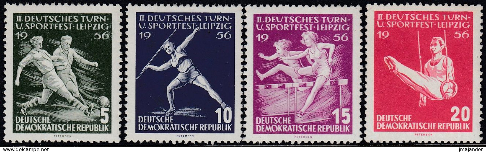 Germany (DDR) 1956 -  Gymnastics And Sports Festival In Leipzig - Mi 530-533 ** MNH Short Perfs - Unused Stamps