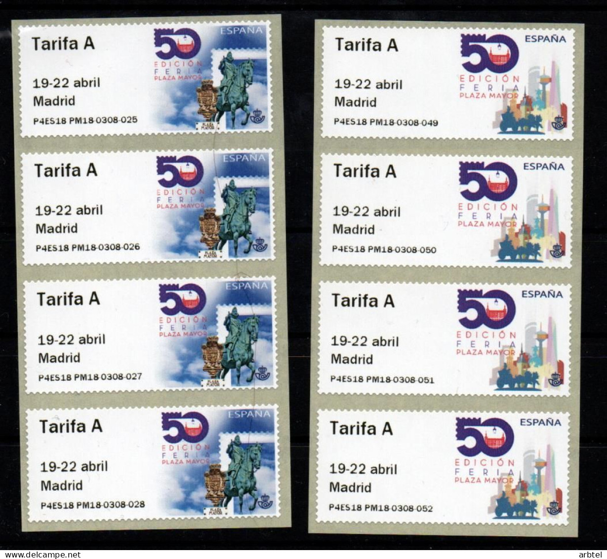 ESPAÑA SPAIN ATM 50 AÑOS PLAZA MAYOR P4ES18  TARIFA A X 8 - Unused Stamps