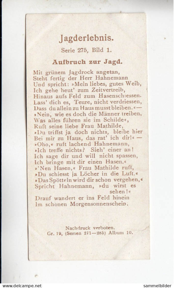Gartmann  Jagderlebnis Aufbruch Zur Jagd   Serie 275 #1 Von 1909 - Other & Unclassified