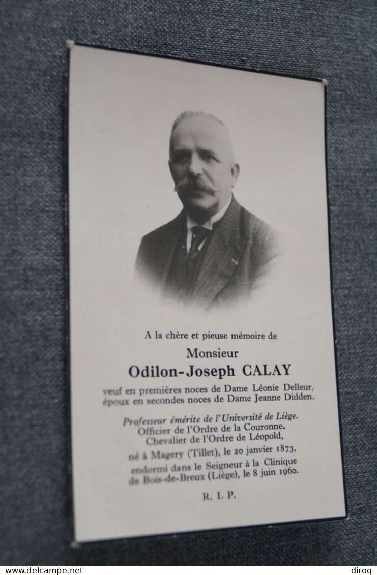 Odilon-Joseph Calay,professeur à Liège, 1873 - 1960 - Décès