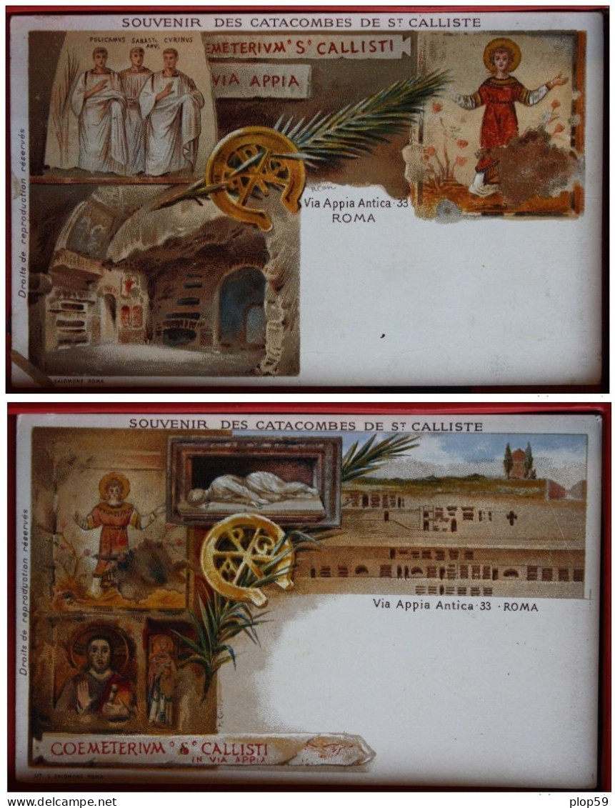 Lot De  2 Cpa Ak Pk  Italie - Illustrateur - Via Appia Antica 33 Roma - Souvenir Des Catacombes De St-Calliste - Vor 1900