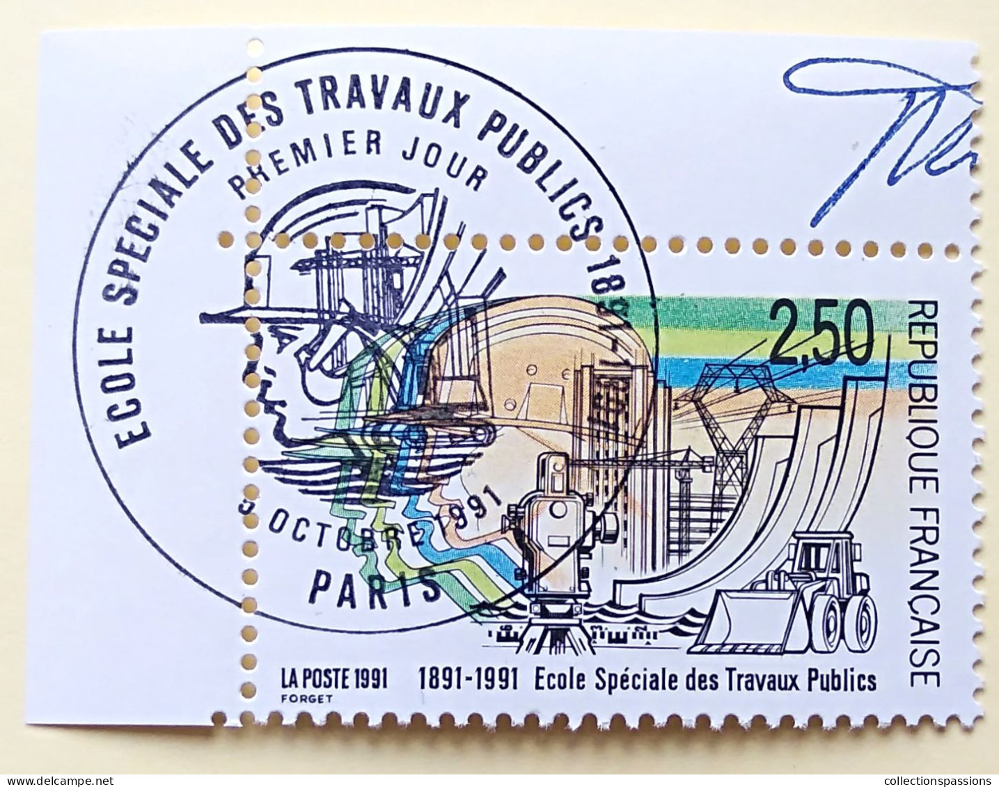 - N° 2726. Timbre En Coin De Feuille. Travaux Publics. Oblitéré Premier Jour - - Used Stamps