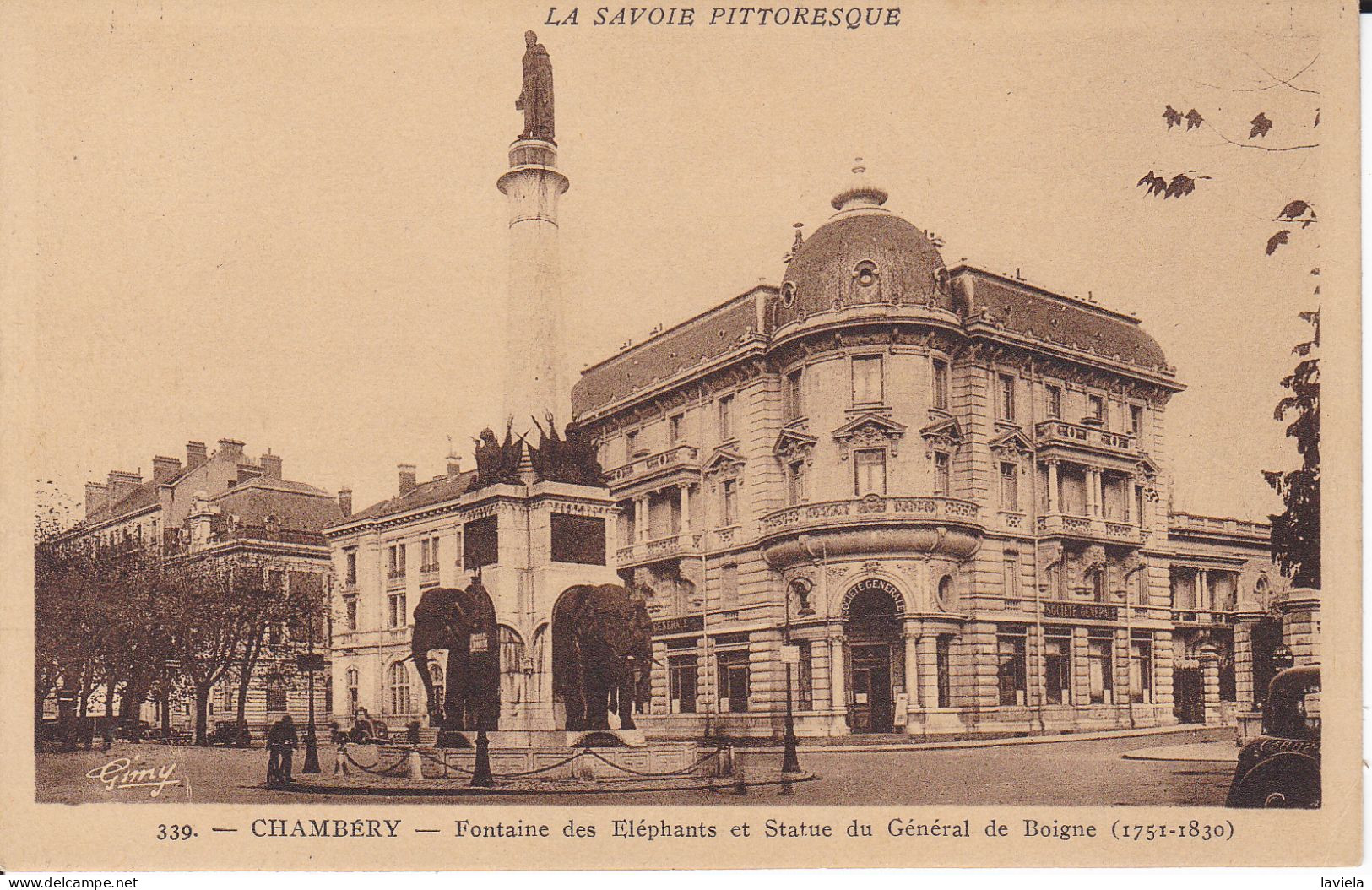 73 CHAMBERY - Fontaine Des Eléphants Et Statue Du Général De Boigne (1751-1830) - Chambery