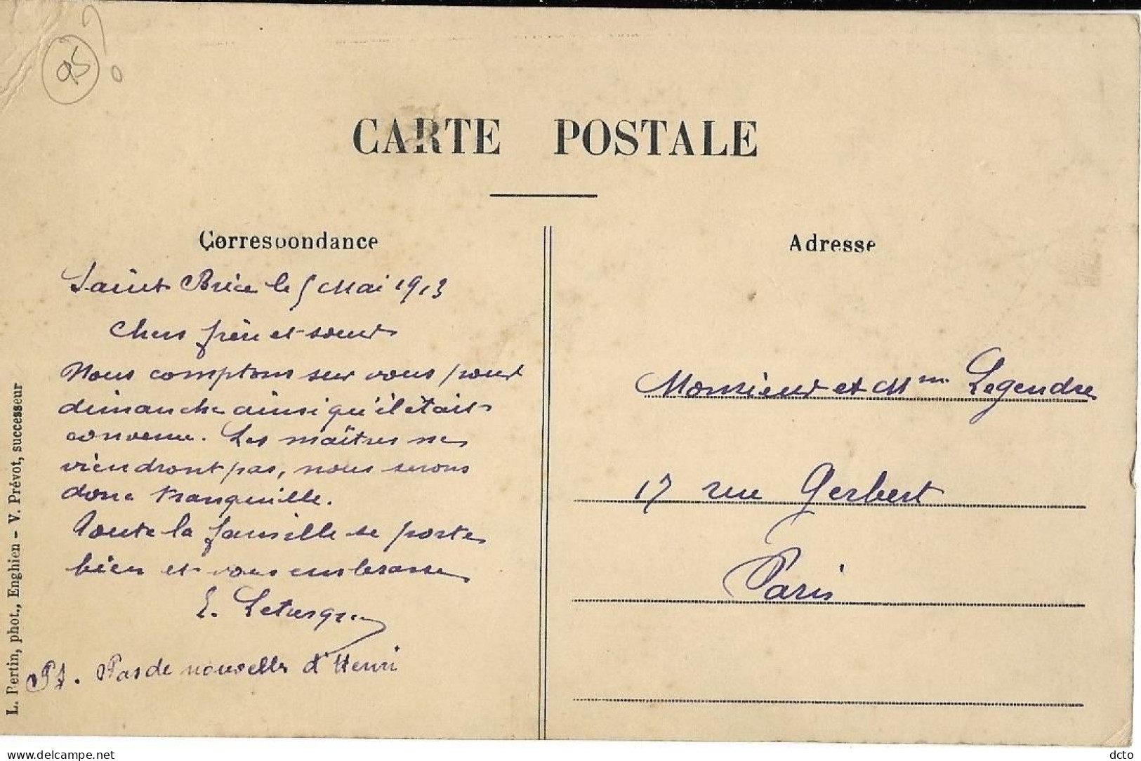 ?? Saint BRICE (95 ?) Cpa Sans Légende, Belle Maison Avec Du Personne De Service (cf Verso) Ed. Pertin Enghien - Andere & Zonder Classificatie