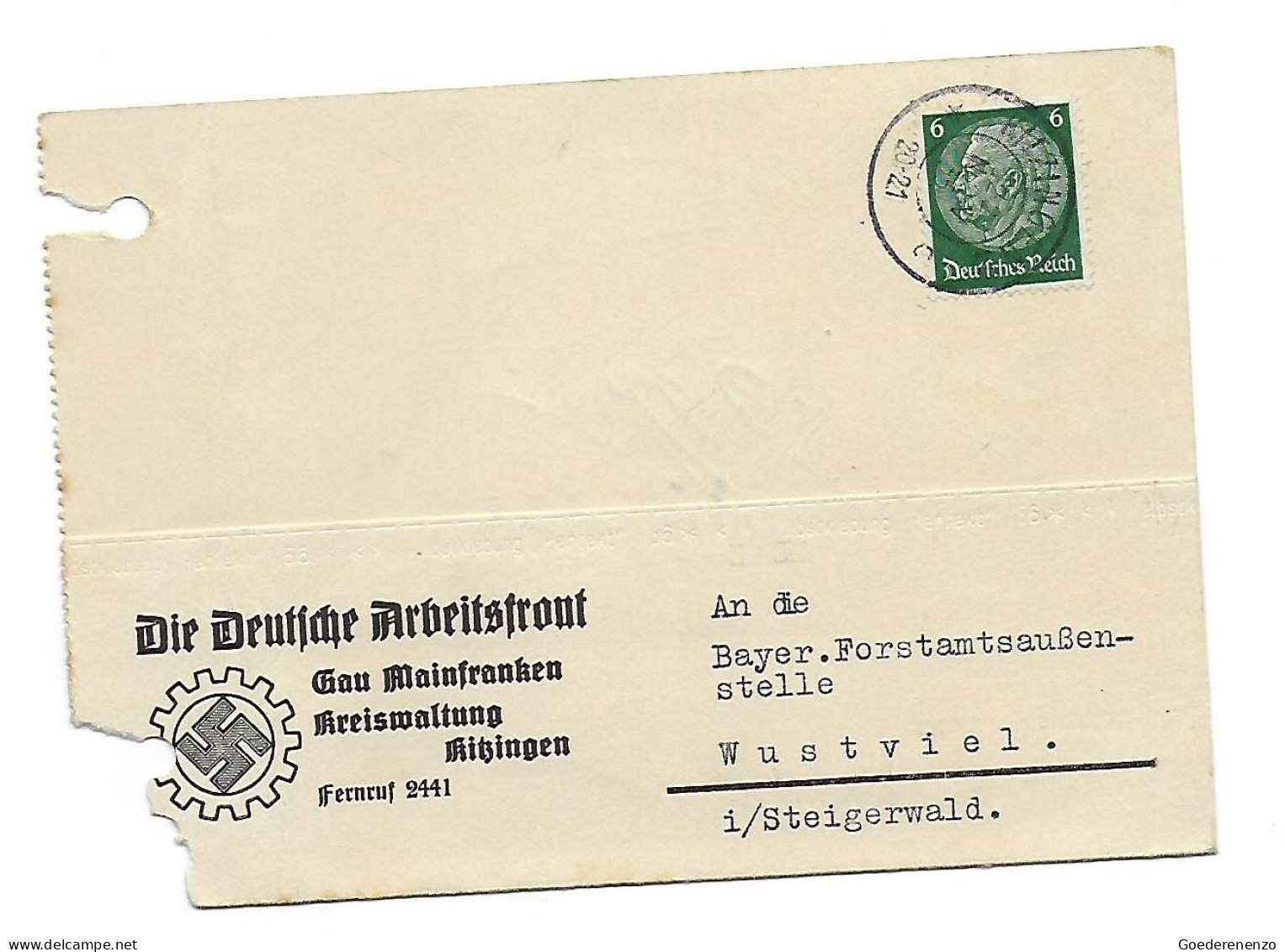 Arbeidsfront 22 Nov 1935 Kreiswalter Der Daf - Briefkaarten