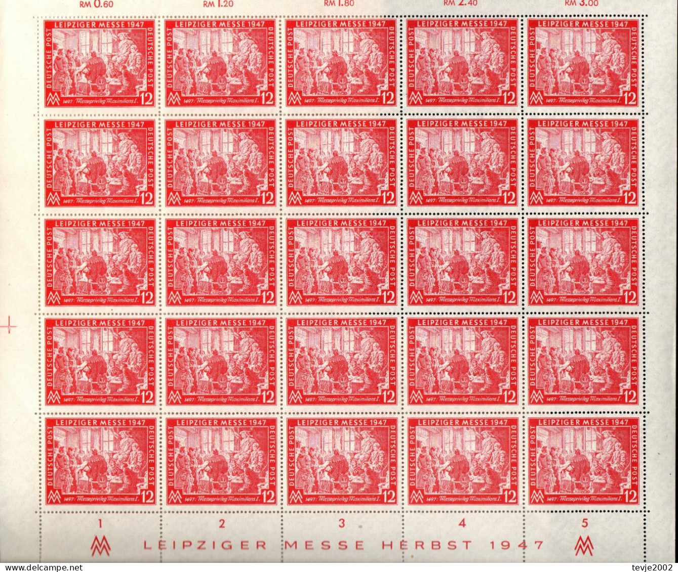 All. Besetzung Gemeinschaftsausgabe 1947 - Mi.Nr. 965 + 966 - Postfrisch MNH - Komplette Bögen - Neufs