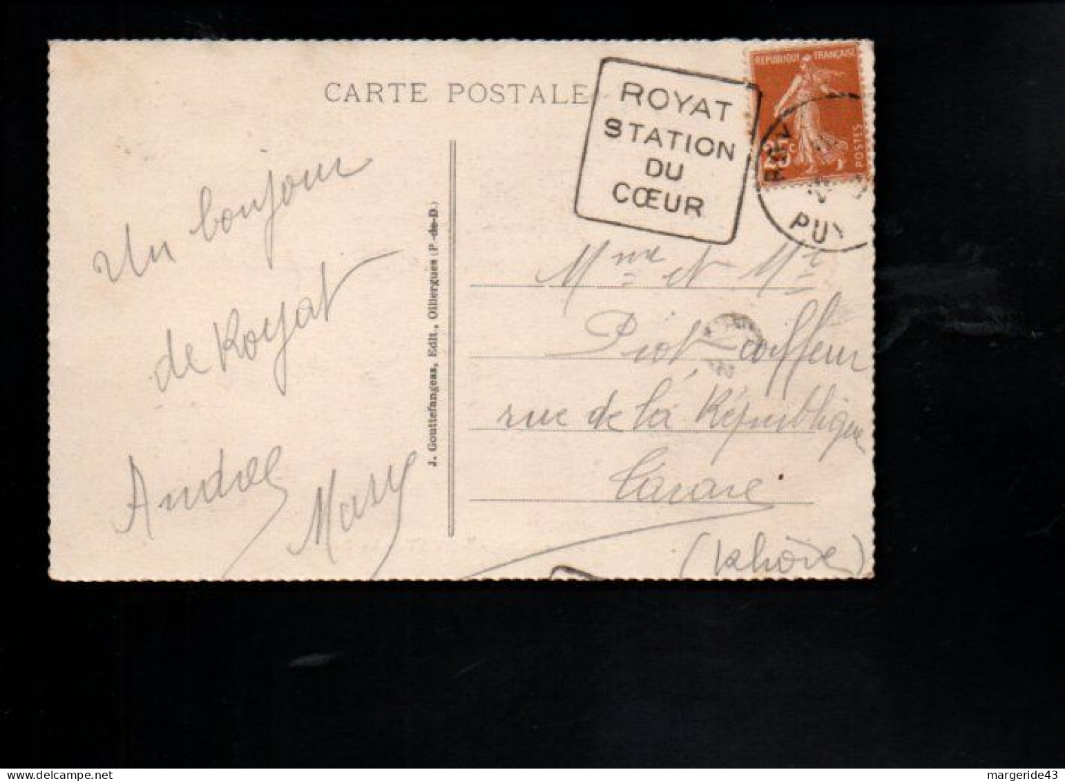 DAGUIN DE ROYAT SUR CARTE - 1921-1960: Moderne