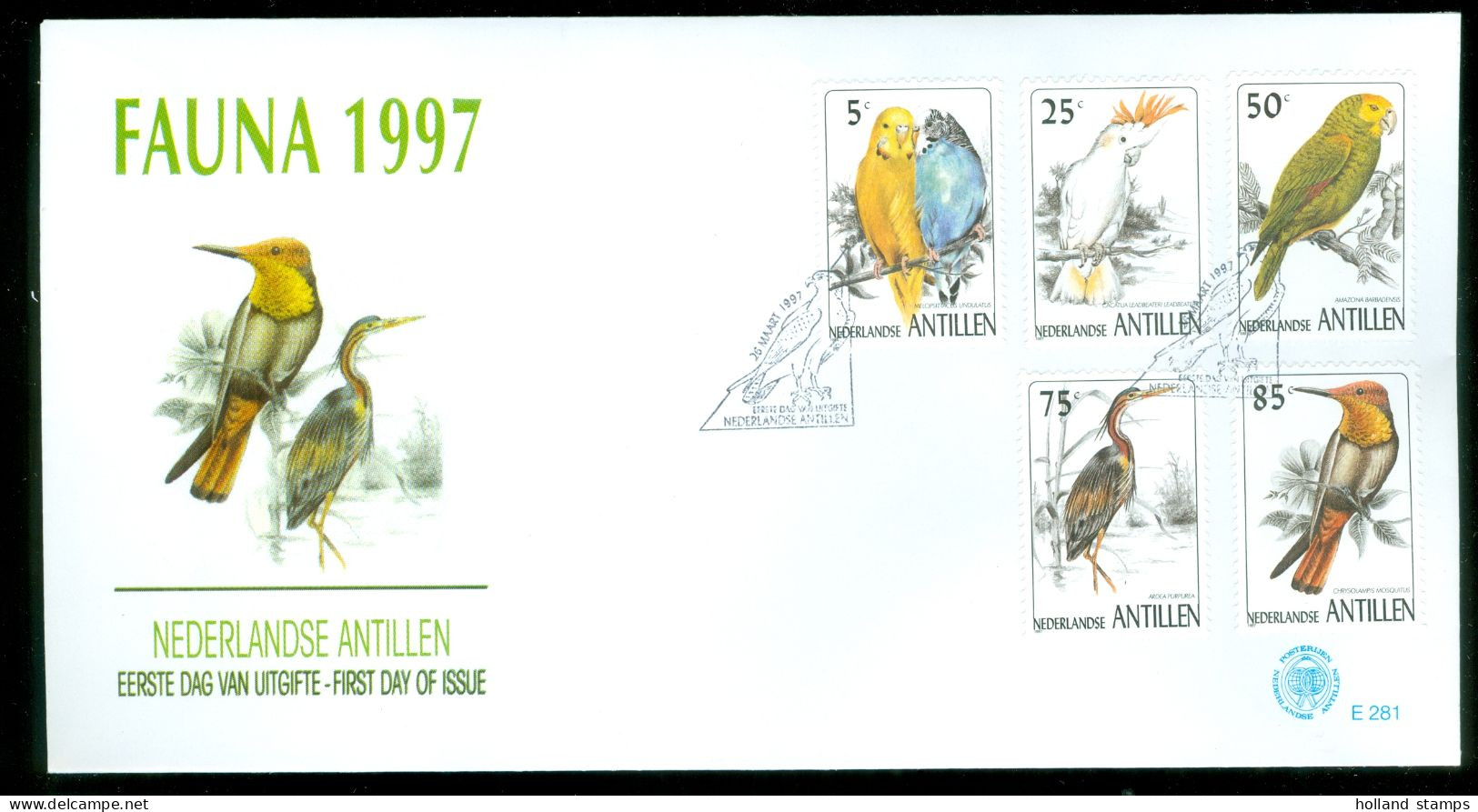 NEDERLANDSE ANTILLEN FDC E 281 + 282 *CV EURO 37,00 FAUNA VOGELS PARAKEET PARROT CRANE FLAMINGO BIRDS VÖGEL AVES OISEAUX - Sonstige & Ohne Zuordnung