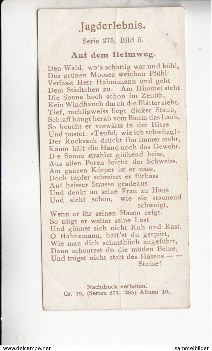 Gartmann  Jagderlebnis Auf Dem Heimweg    Serie 275 #5 Von 1909 - Altri & Non Classificati