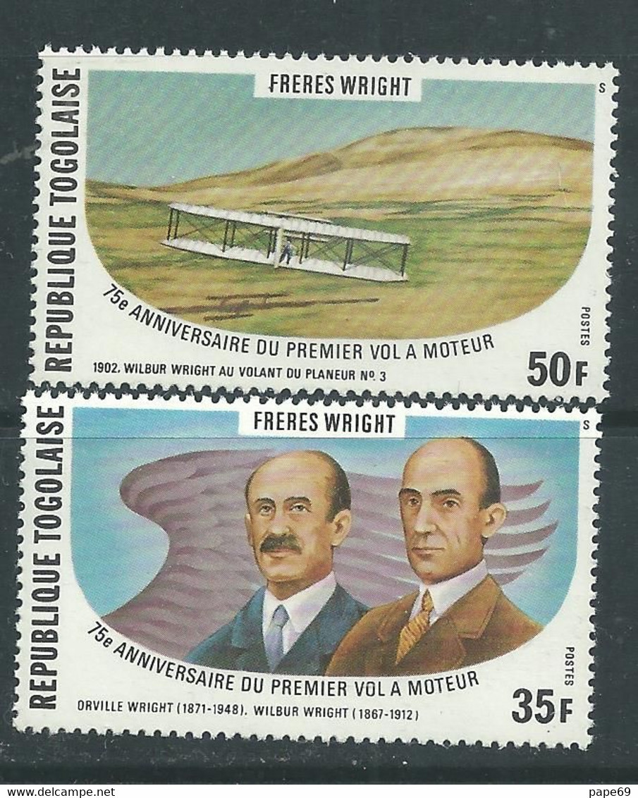 Togo  N° 914 / 15 XX 75ème Anniversaire Du 1er Vol à Moteur Des Frères Wright, Les 2 Valeurs Sans  Charnière, TB - Togo (1960-...)
