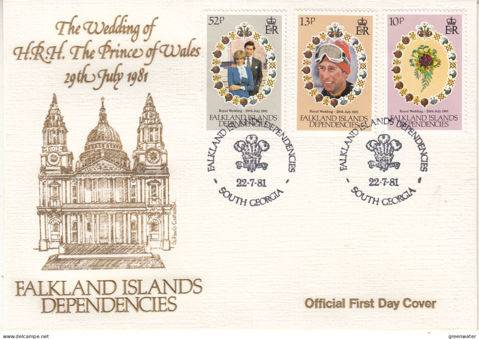 Falkland Islands Dependencies 1981 Royal Wedding 3v FDC (59696) - Georgias Del Sur (Islas)