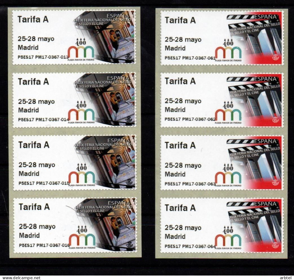 ESPAÑA SPAIN ATM FERIA NACIONAL DEL SELLO 2017 CINE FILM P5ES17 TARIFA A X 8 - Unused Stamps