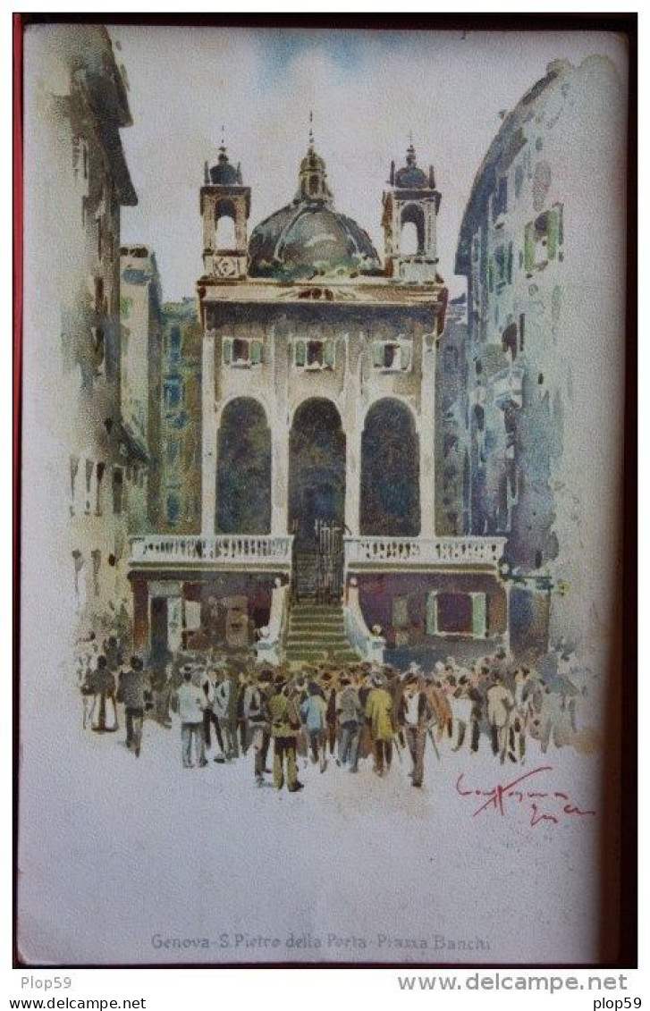 Cpa Ak Pk Italie - Illustrateur - Aurelio Craffonara - Genova - S. Pietro Della Porta - Piazza Bianchi - 1900-1949