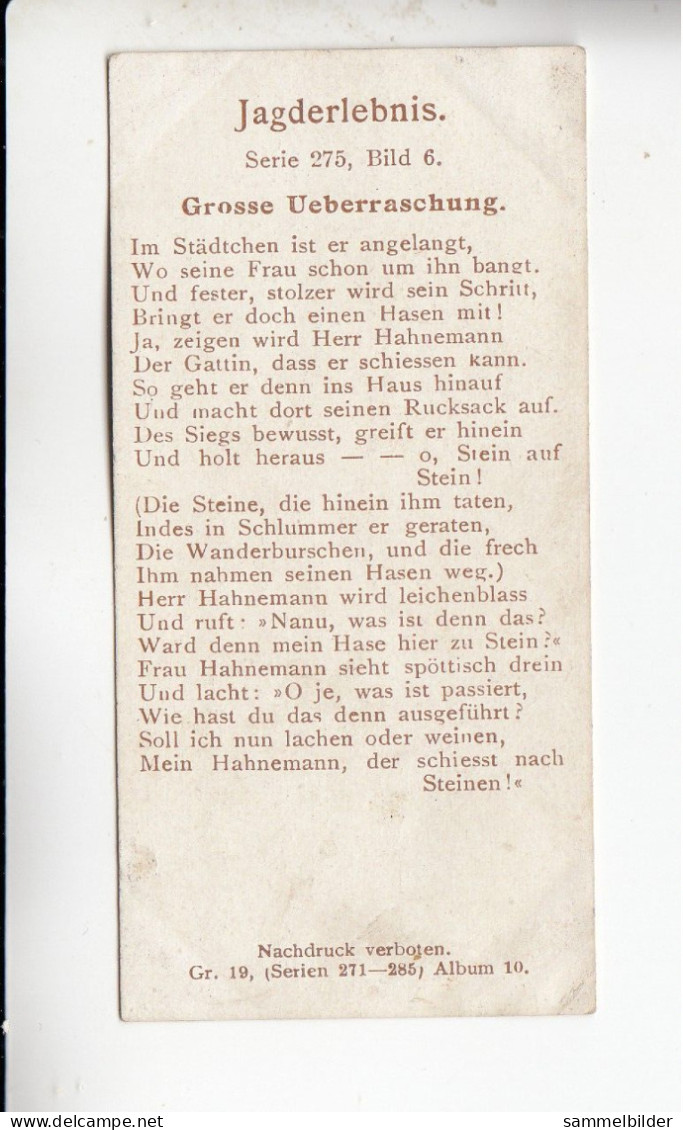 Gartmann  Jagderlebnis Grosse Überraschung    Serie 275 #6 Von 1909 - Otros & Sin Clasificación