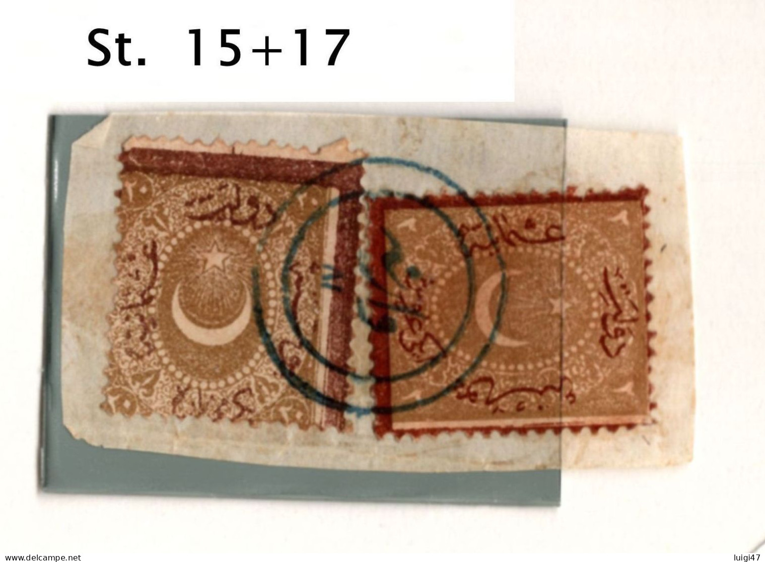 1869 - Impero Ottomano - Segnatasse N°15+17 - Frammento - Gebruikt