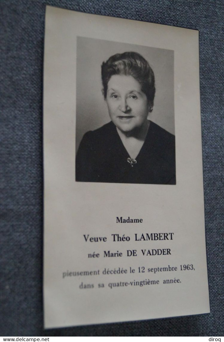 Marie De Vadder,veuve Théo Lambert,1883-1963 - Décès