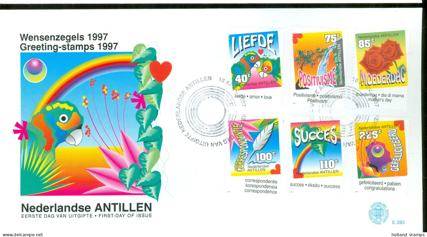 Nederlandse Antillen E283 * FDC  - Antilles 1997 *  WENSZEGELS - Curacao, Netherlands Antilles, Aruba