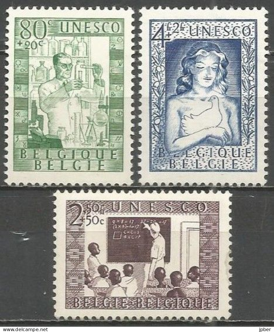 Belgique - Unesco, Chimie, Education, Paix N°842 à 844 * - Unused Stamps