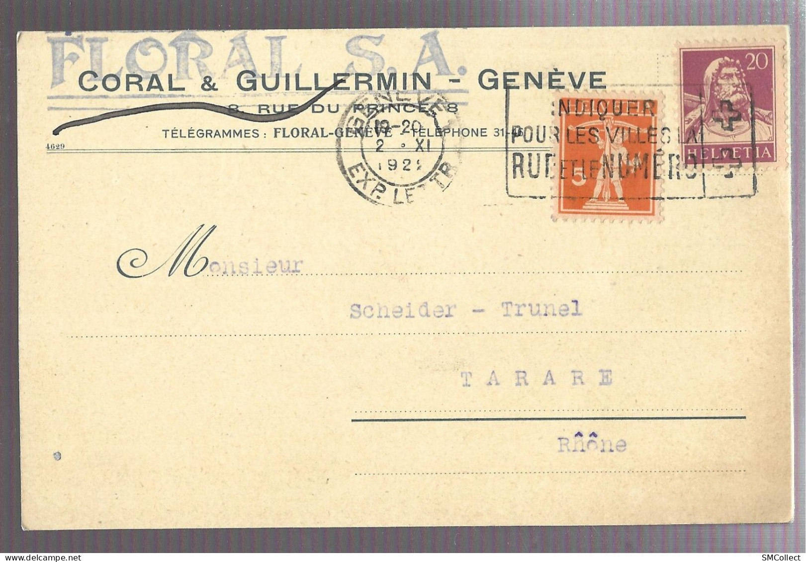 Carte Postale Des établissements Floral S.A. Coral Et Guillermin, Genève (A17p34) - Genève