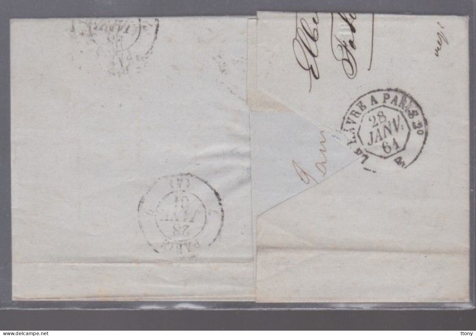 Un  Timbre  Napoléon III   N°  14     20 C Bleu   Sur  Lettre   Cachet  Elbeuf   1861  Destination Paris - 1849-1876: Klassik