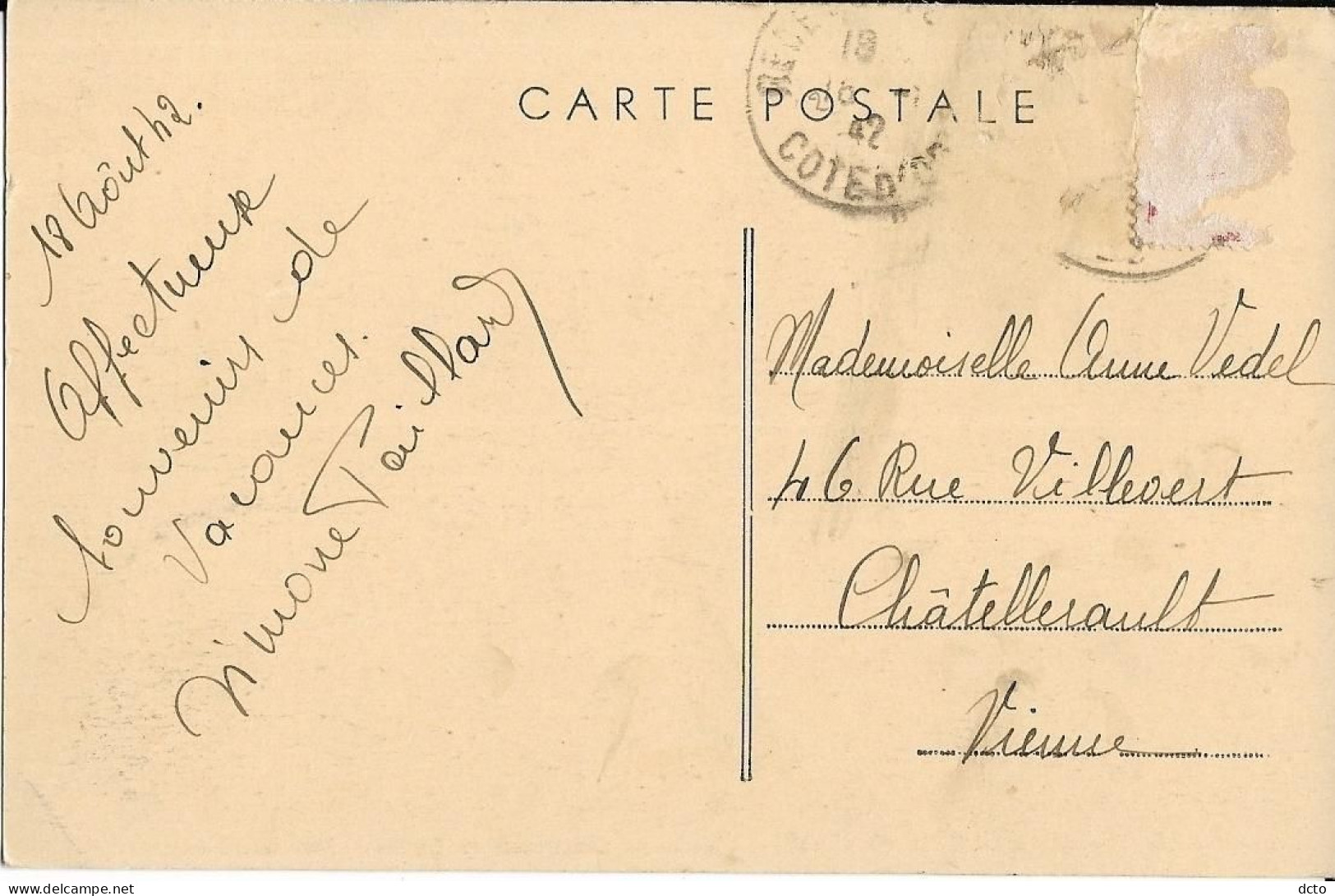 RECEY-sur-OURCE (21) Ancienne Chartreuse De LUGNY (vue Intérieure) Cim, Cpa Envoi 1942 - Altri & Non Classificati