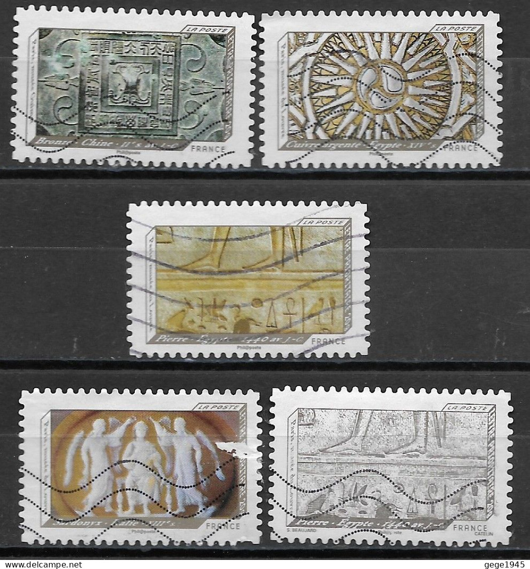 France 2012  Oblitéré Autoadhésif  N°  652 - 654 - 656 - 658 - 661      Impressions De Relief - Used Stamps