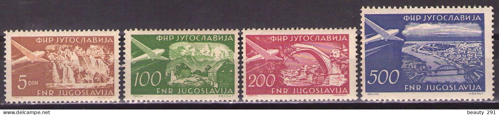 Yugoslavia 1951 - Airmail - Mi 689-692 - MNH**VF - Unused Stamps