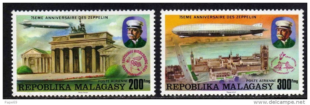 Madagascar P.A. N° 167 / 68 XX   75ème Anniversaire Des Zeppelins, Les 2 Valeurs Sans Charnière, TB - Madagaskar (1960-...)