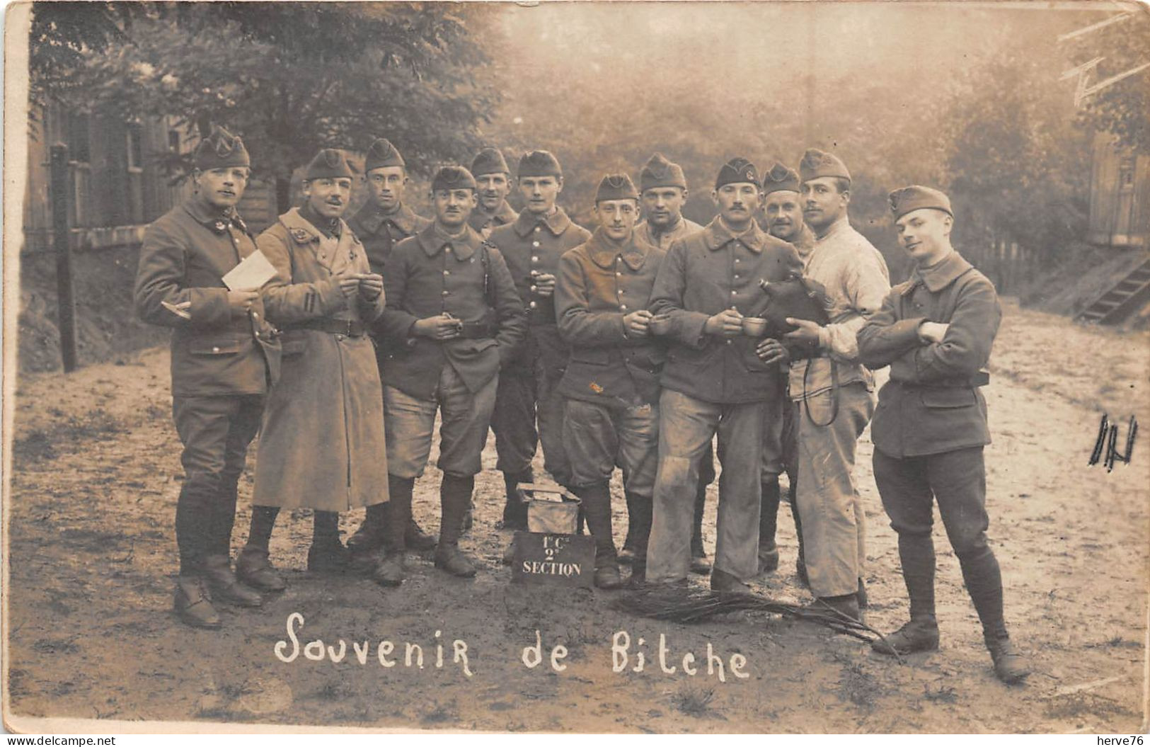 Souvenir De BITCHE - Carte Photo - 1ère Compagnie 2ème Section - Militaria - Bitche