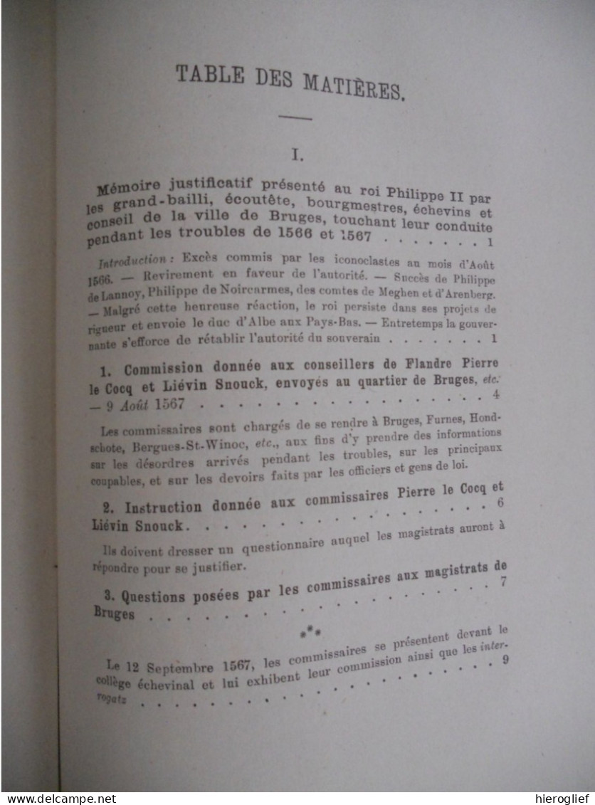 Troubles religieux du XVIme siècle au quartier de Bruges 1566-1666 par Le Chanouine DE SCHREVEL 1894 Brugge De Plancke