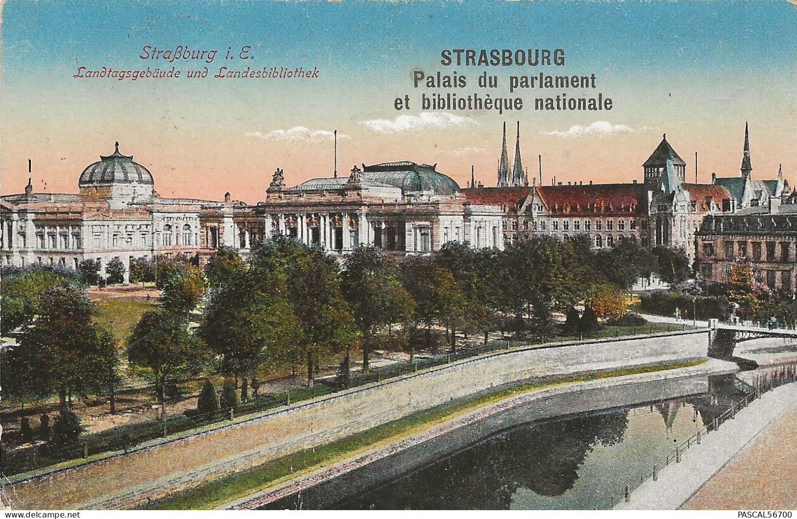 CPA STRASBOURG - LE PALAIS DU PARLEMENT ***ERREUR LIBELLE*** ET LA BIBLIOTHEQUE ***TRES BON ETAT*** - Strasbourg