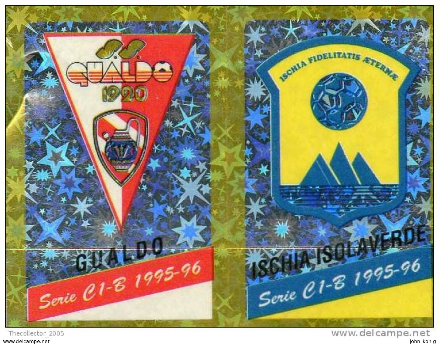 CALCIATORI - CALCIO Figurine Panini-calciatori 1995-96-n.560ab-scudetto Gualdo-Ischia Isolaverde (prismatico) - NUOVA-MA - Edizione Italiana