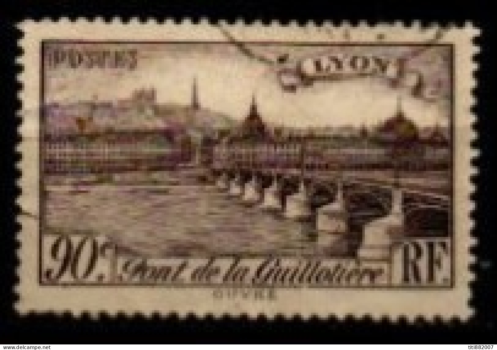 FRANCE    -   1939 .   Y&T N° 450 Oblitéré.  Lyon  /  Pont - Gebraucht