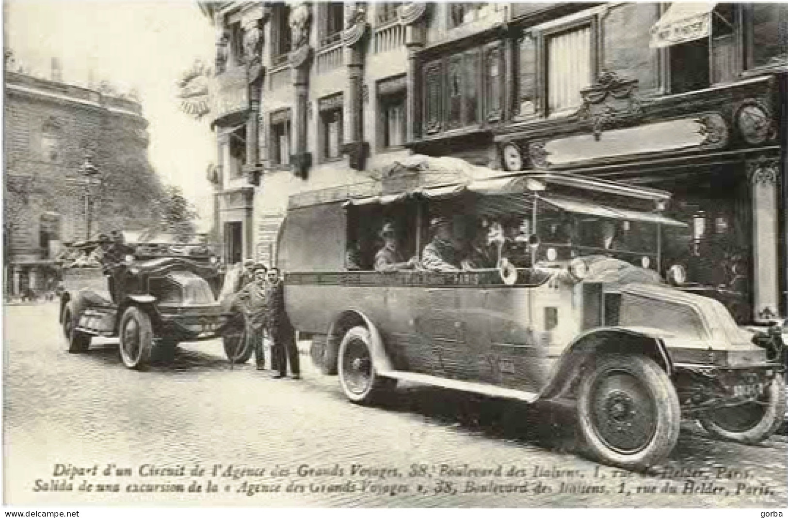 *Repro CPA - 75 - PARIS -  Départ D'un Circuit De L'Agence Des Grands Voyages - Bd Des Italiens - Openbaar Vervoer