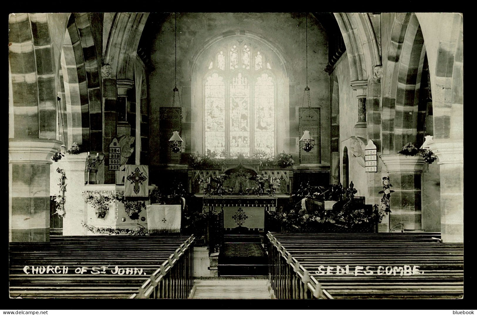 Ref 1645 - 1905 Real Photo PC - Interior Of Sedlescombe Church Sussex - Staplecross Cancel - Sonstige & Ohne Zuordnung