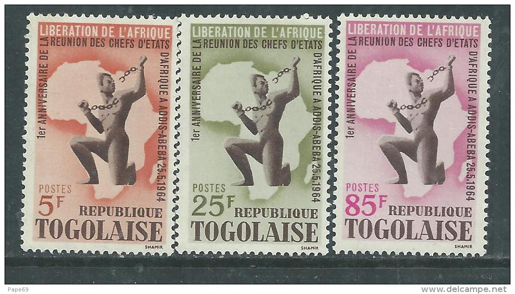 Togo N°  416 / 18 XX  : Libération De L'afrique Et Annive. De La Conf. D'Addis-Abeba, Les 3  Vals  Sans Charnière, TB - Togo (1960-...)