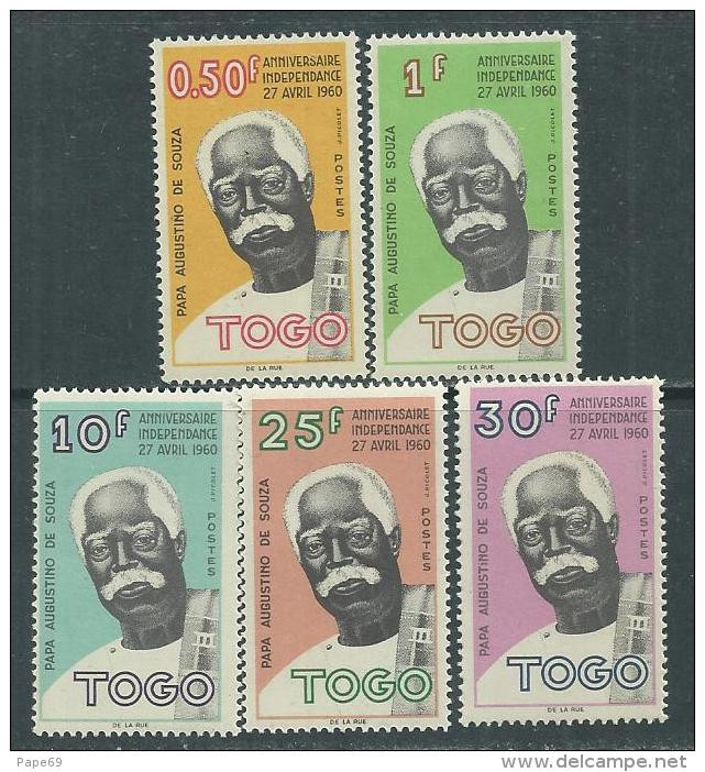 Togo N°  329 / 33 XX  : 1er Anniversaire De L'indépendance. La Série Des 5  Valeurs  Sans Charnière, TB - Togo (1960-...)