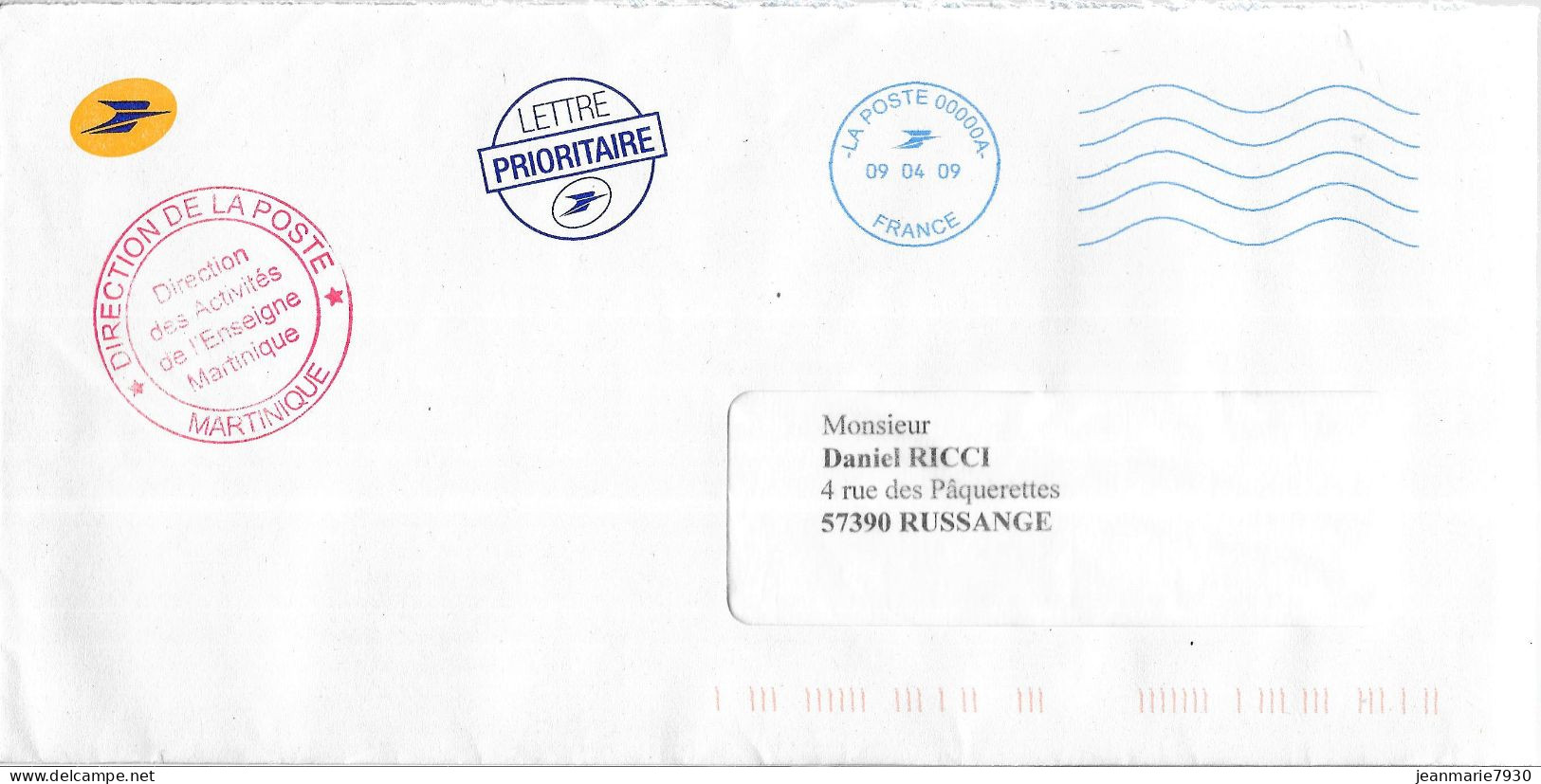 C55 - MARTINIQUE - LETTRE DU 09/04/09 - EMA (Empreintes Machines à Affranchir)