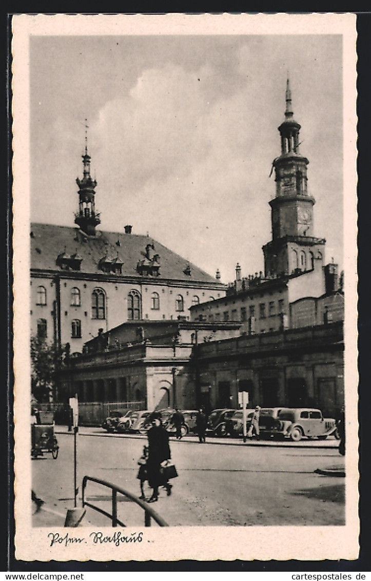 AK Posen, Rathaus Mit Strassenpartie  - Posen