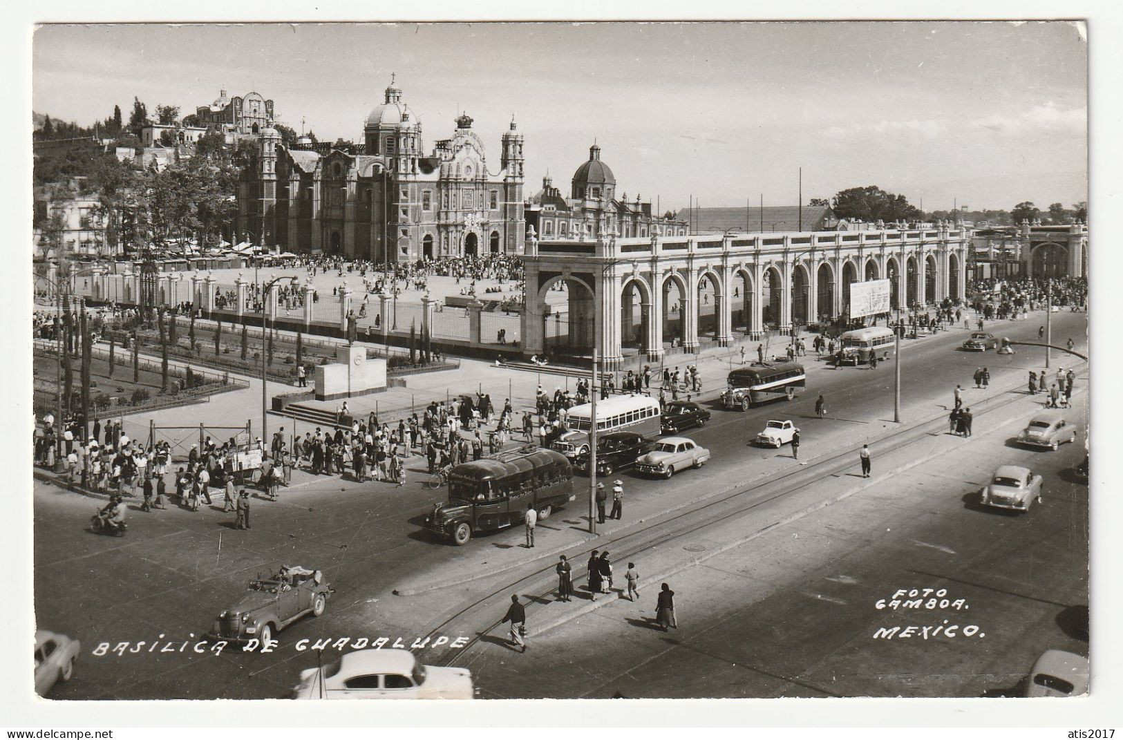 Mexico  - Basilica De Guadalupe - Real Photo Pc With Bus And Old Cars - Mexiko