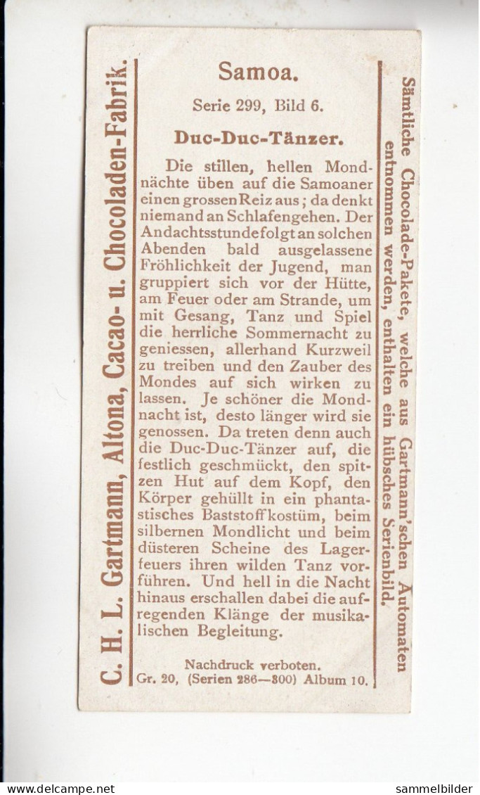 Gartmann  Samoa  Duc - Duc - Tänzer     Serie 299 #6 Von 1909 - Otros & Sin Clasificación