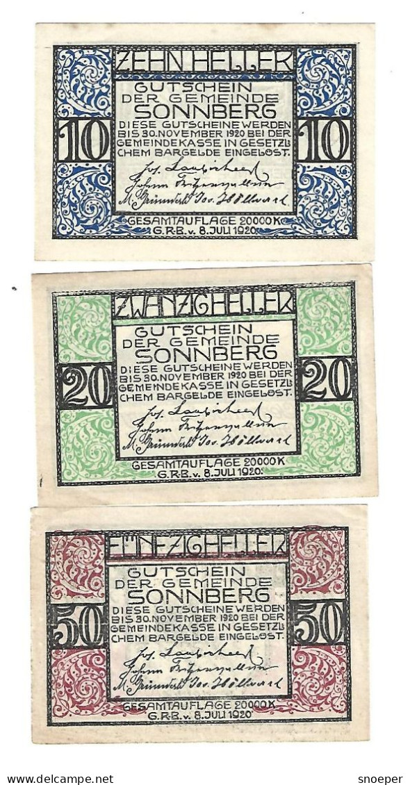 *notgeld   Austria Sonnberg  Serie Compleet 1004a - Autriche