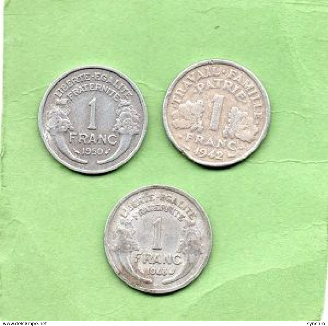 France  ; Travail 1942  -egalité 1948- 1950 - 1 Franc