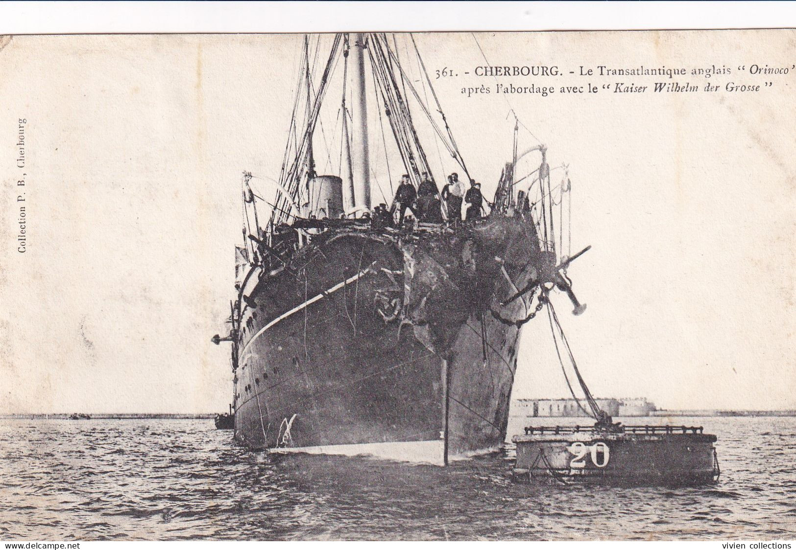 Cherbourg (50 Manche) Le Transatlantique Anglais Orinoco Près L'abordage Avec Le Kaiser Wilhelm Der Grosse Coulé En 1914 - Cherbourg