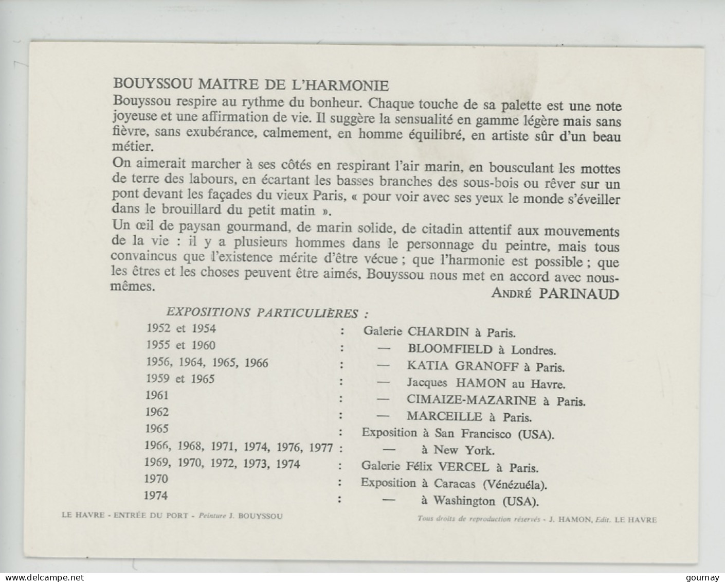 Jacques Bouyssou 1926-1997 "Le Havre Entrée Du Port" 1978 30 Années De Peinture "Maitre De L'harmonie" André Parinaud - Hafen