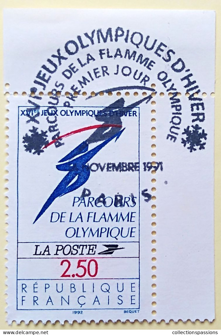 - N° 2732. Timbre En Coin De Feuille. Parcours De La Flamme Olympique. Oblitéré Premier Jour - - Used Stamps