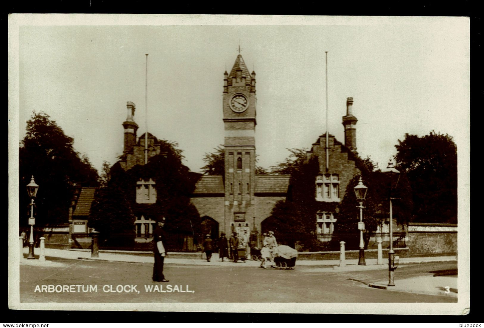 Ref 1645 - 1931 Real Photo Postcard - Arboretum Clock & Policeman - Walsall Staffordshire - Sonstige & Ohne Zuordnung