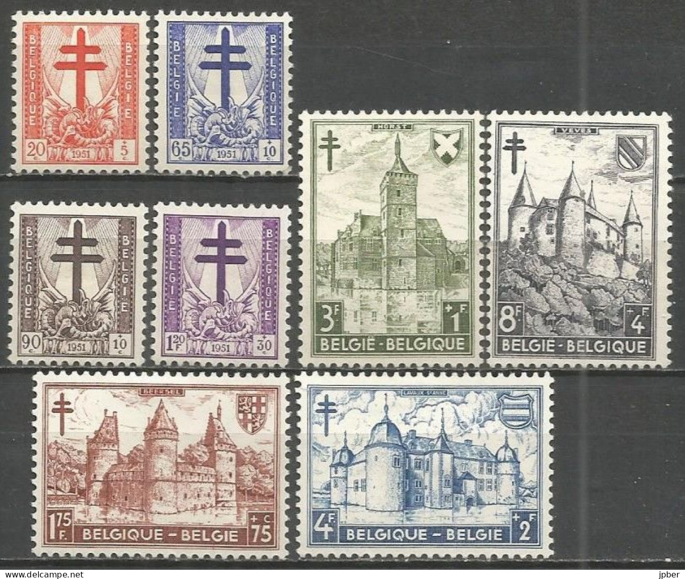 Belgique - Châteaux Beersel, Horst, Lavaux, Vèves N°868 à 875 * - Neufs